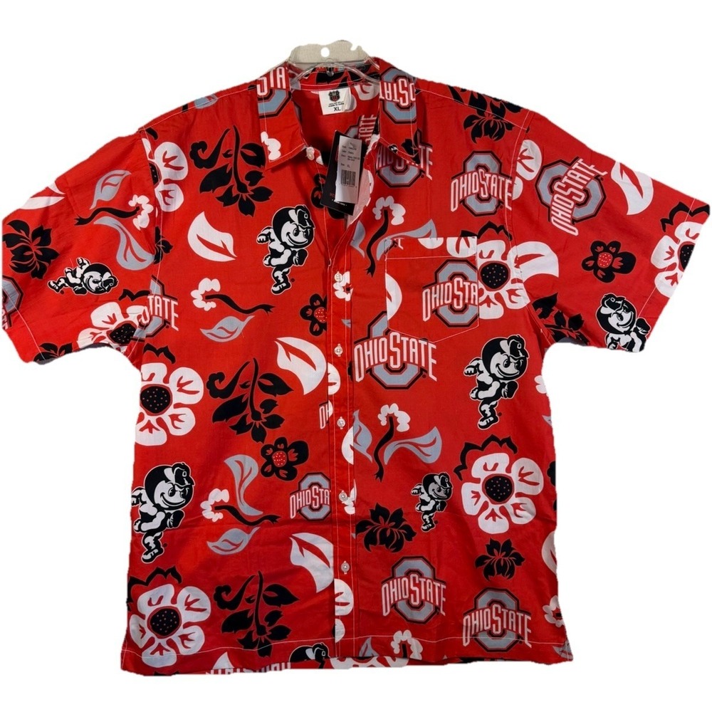 Ohio State Buckeyes Men's XL Wes and Willy Floral Button Down Shirt New